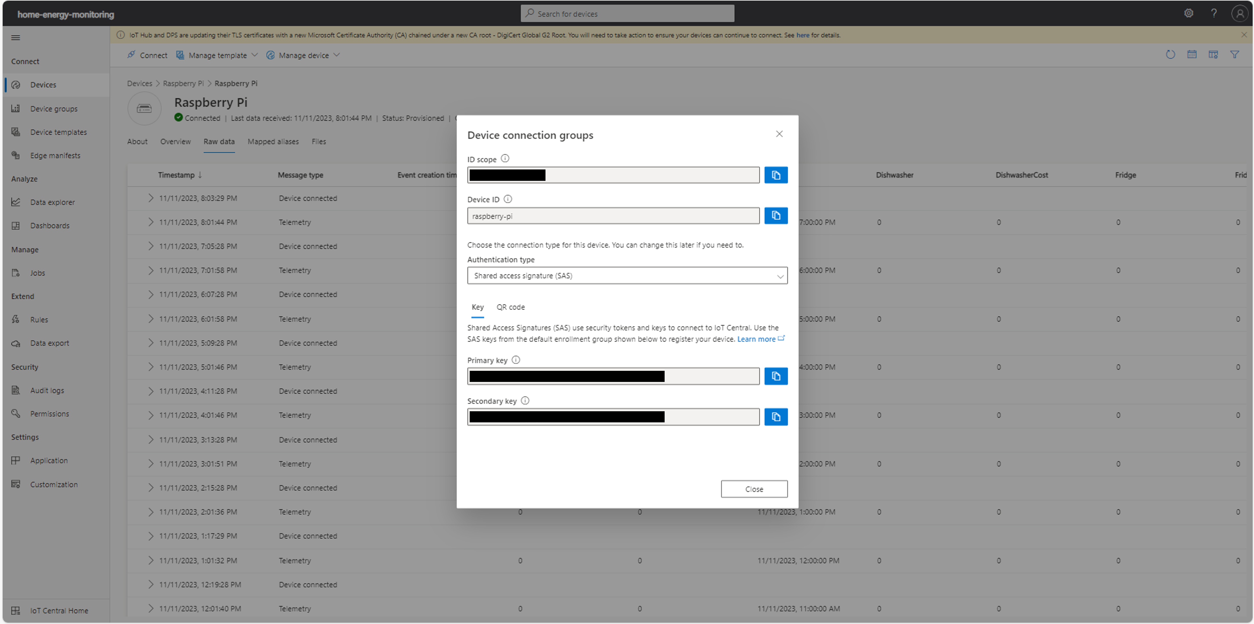 Figure 4) Screenshot that shows the page that can be used for connecting the first time the device and for monitoring the ongoing traffic.