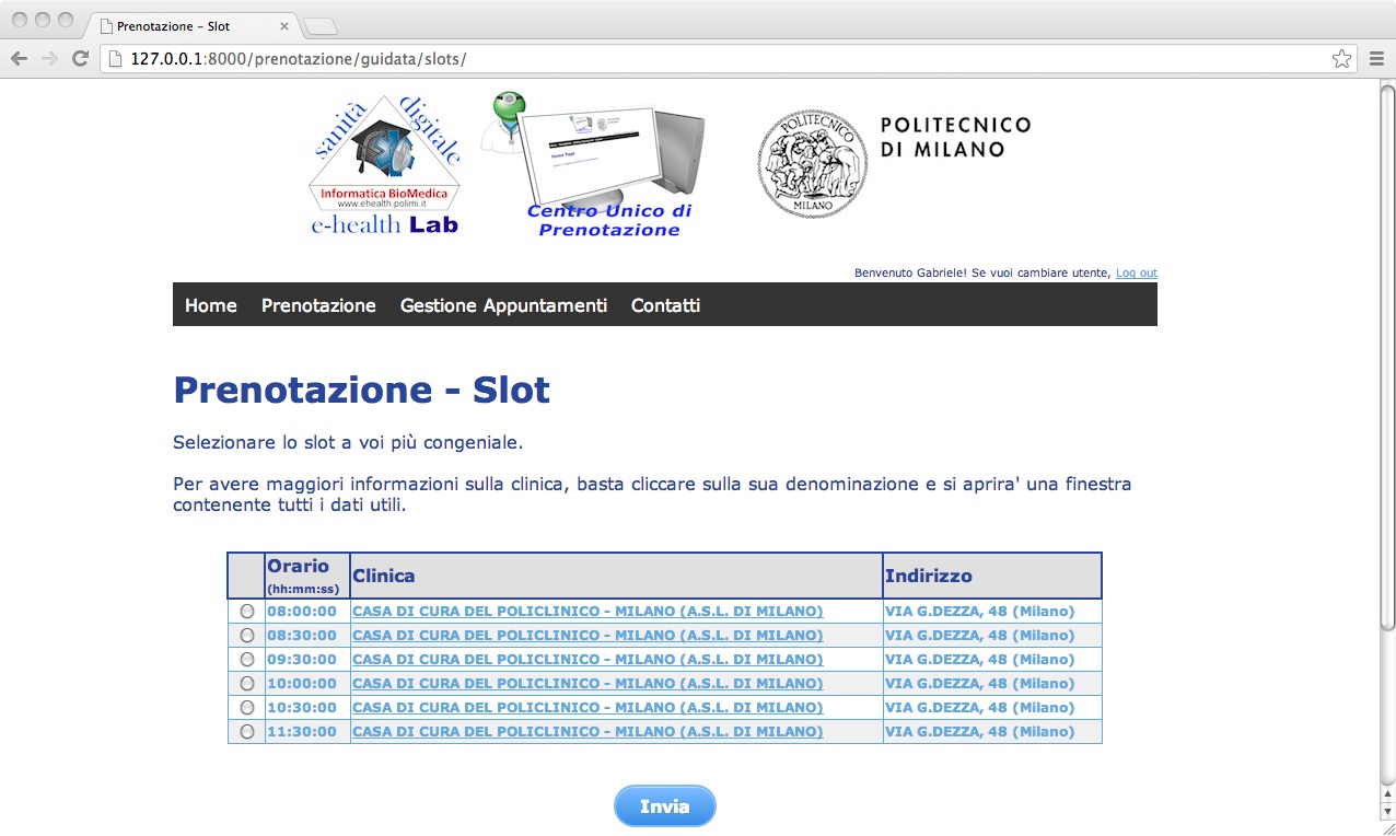 Figure 5) After choosing the hospital, the user can choose the available hour that prefers.