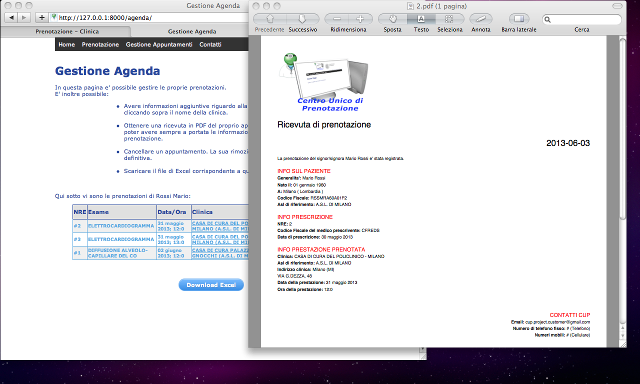 Figure 7) PDF file resuming all the information about a booked appointment.