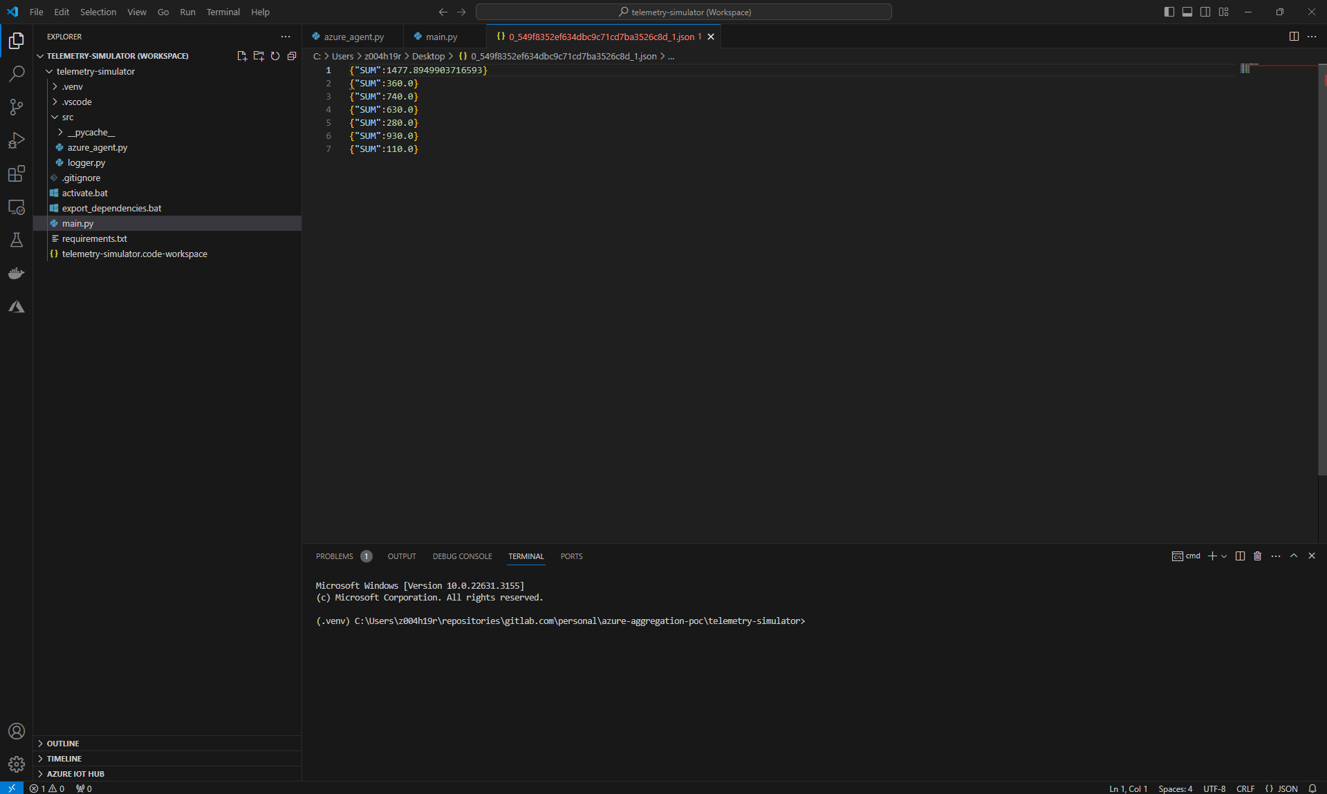 Figure 9) Screenshot that shows the preview of the aggregation data stored on Azure Data Lake Storage v2.