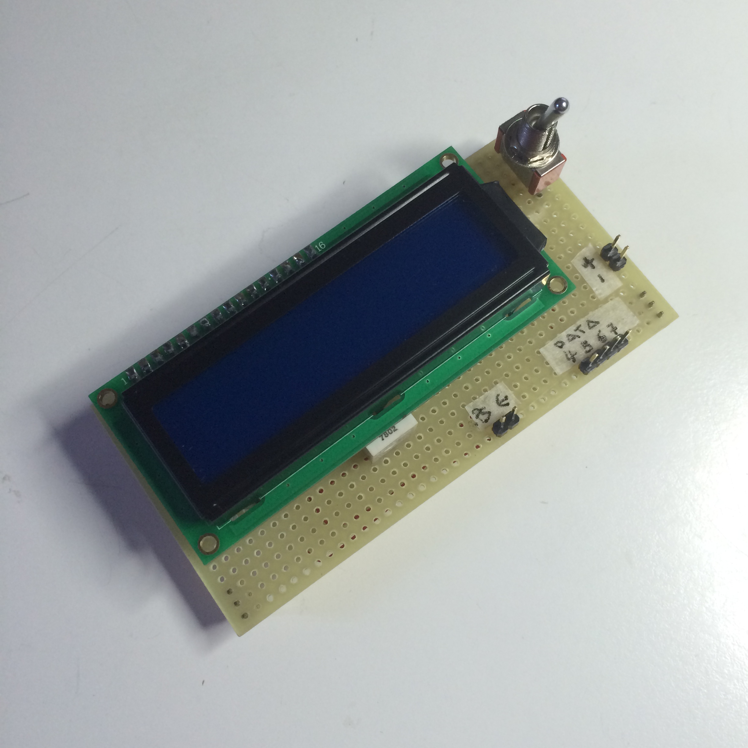 Figure 4) LCD display used in the project with its setting board I realised for easy usage of it.