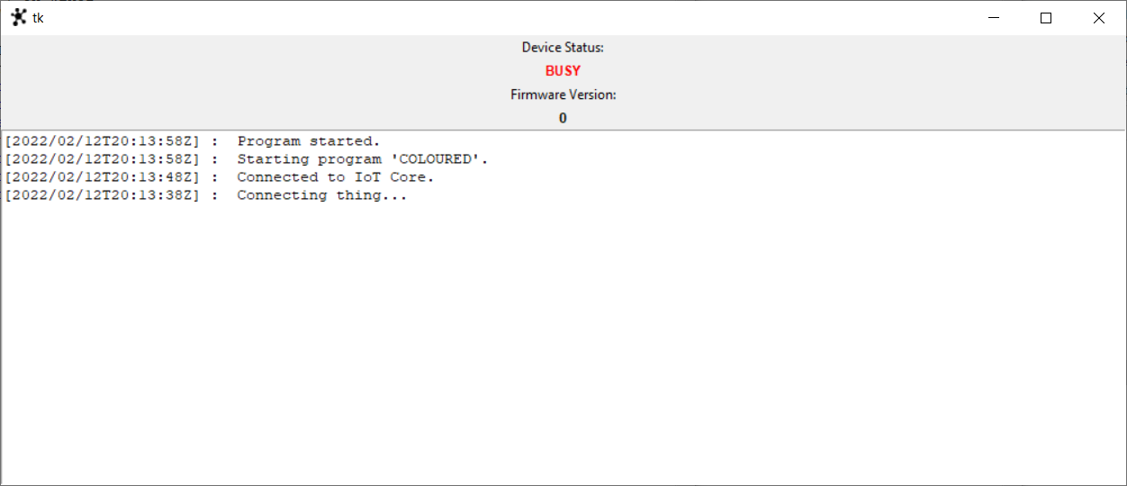 Figure 11) Emulator UI when device is executing a “COLOURED” program.